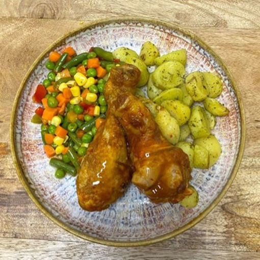 Afbeelding van Maaltijd Drumsticks met krieltjes en mexicaanse groente